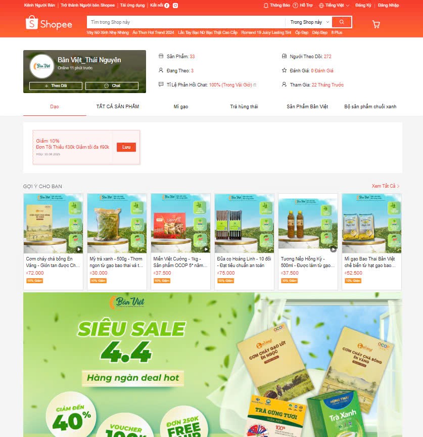 Thái Nguyên ra mắt gian hàng nông sản chung trên Sàn thương mại điện tử Shopee