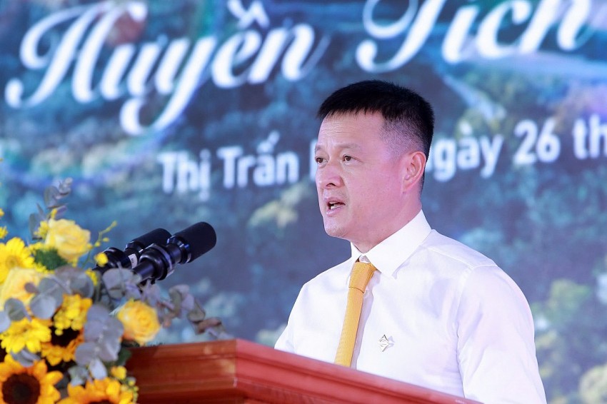 ông Đặng Minh Trường Chủ tịch HĐQT Tập đoàn Mặt Trời (Sun Group) phát biểu tại lễ động thổ.