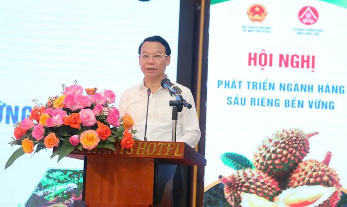 Bộ trưởng Bộ Nông nghiệp và Môi trường Đỗ Đức Duy đánh giá, sầu riêng là một trong những mặt hàng nông sản tăng trưởng ấn tượng nhất trong thập kỷ qua. 