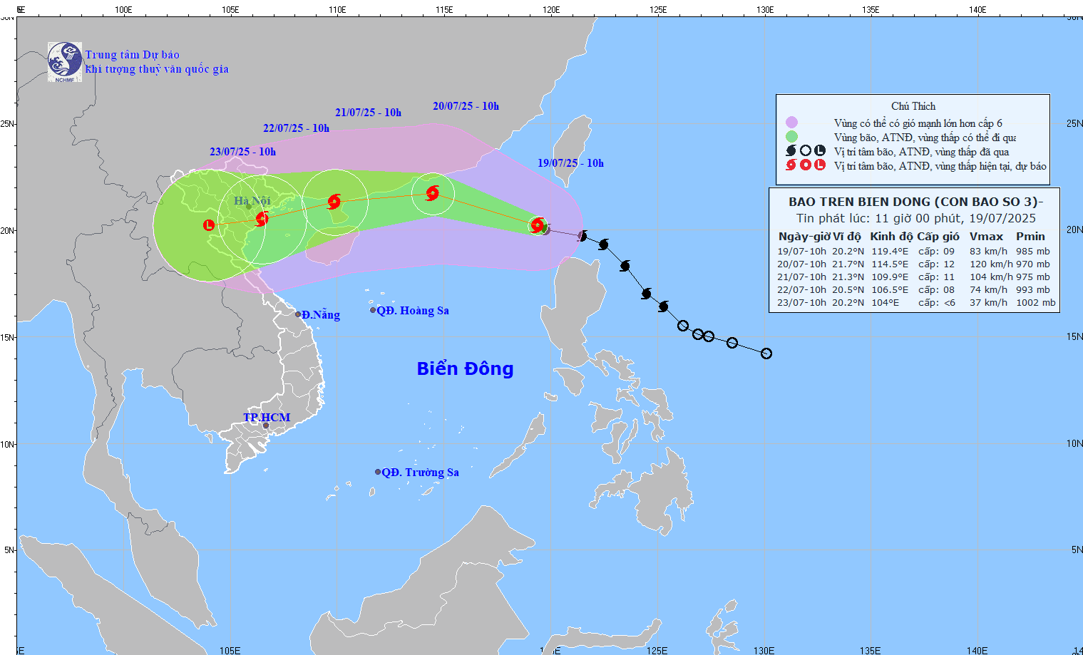 Bão số 3 (WIPHA) có khả năng giật cấp 14, cách Quảng Ninh - Hải Phòng khoảng 220km