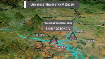 Lũ sông Bùi, sông Tích ở Hà Nội vượt báo động 3