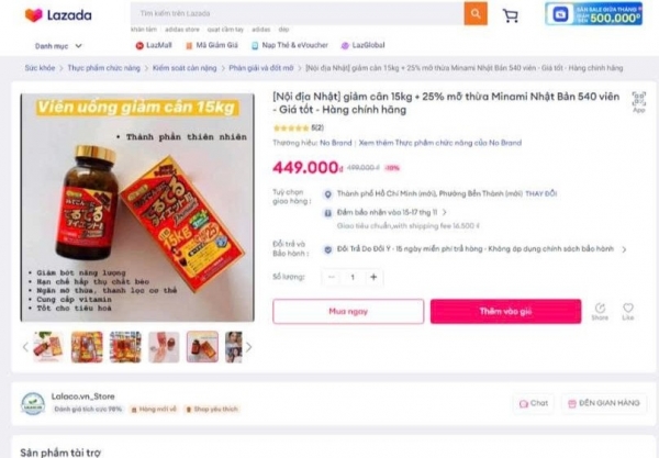 Siết chặt quản lý thực phẩm chức năng: Cục An toàn thực phẩm yêu cầu Lazada gỡ sản phẩm vi phạm