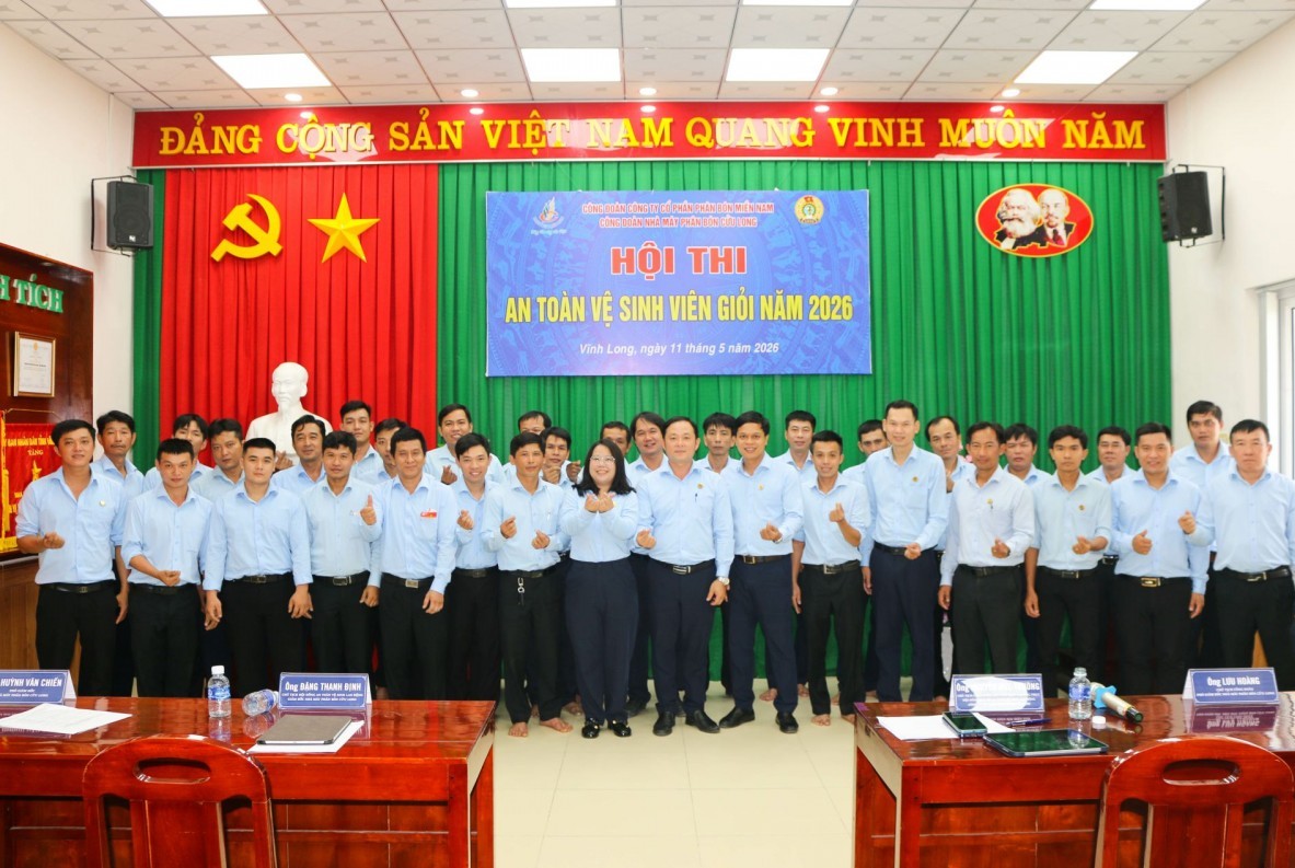 Nhà máy Phân bón Cửu Long: Sôi nổi Hội thi “An toàn vệ sinh viên giỏi năm 2026” và ấm áp “Bữa cơm Công đoàn”