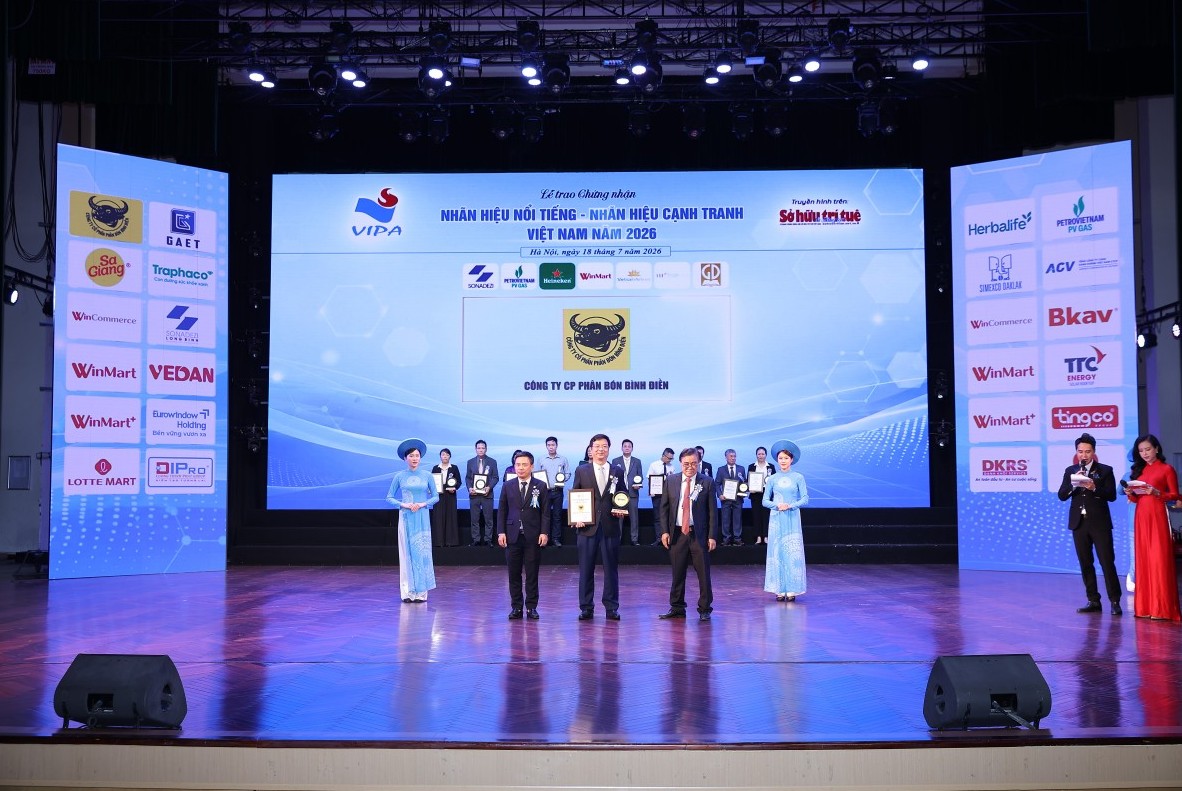 Phân bón Bình Điền trong Top 10 %22Nhãn hiệu Nổi tiếng Việt Nam 2026%22